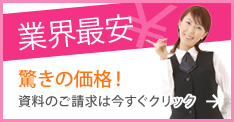 業界最安 驚きの価格！資料のご請求は今すぐクリック